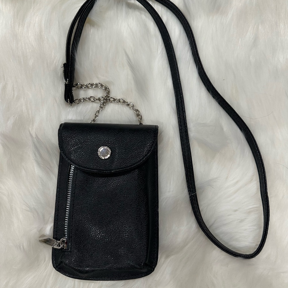 Black crossbody with silver hardware